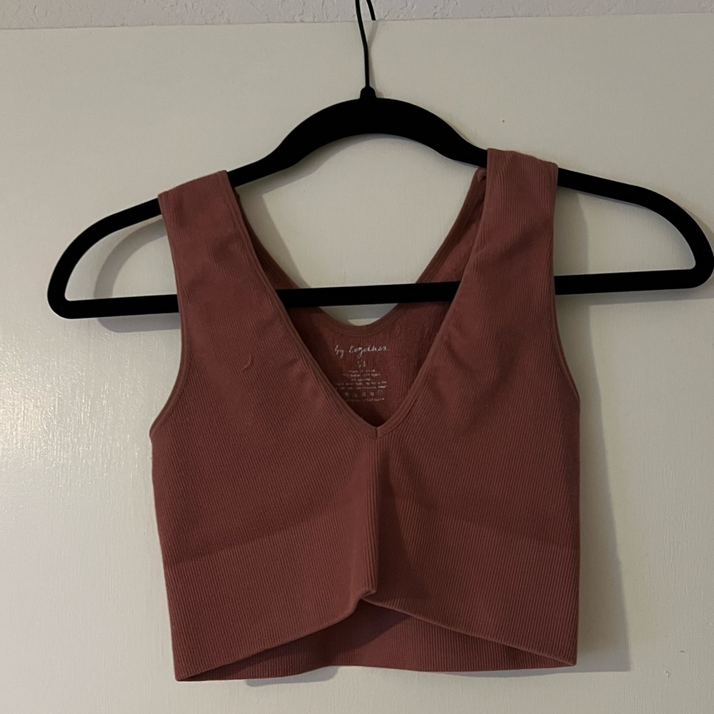 Mauve ribbed cropped tank SMALL